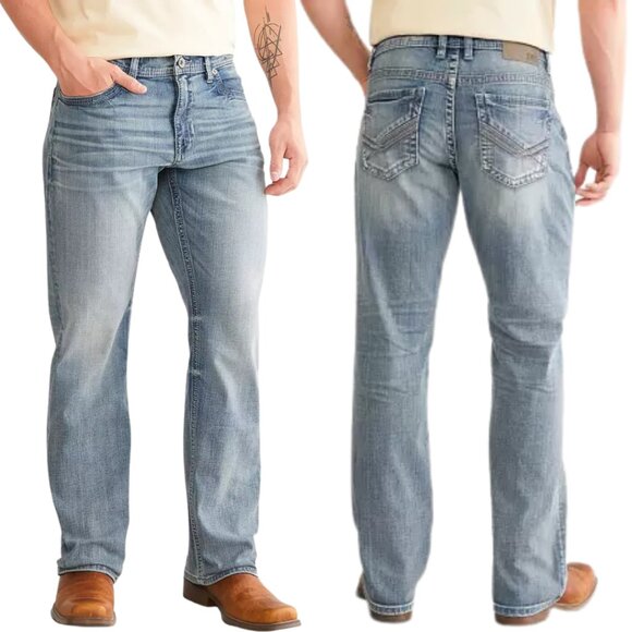 BKE Tyler Stretch Denim Jean Men's 40x32 Insley Blue Straight Leg Relaxed Buckle - Picture 1 of 14